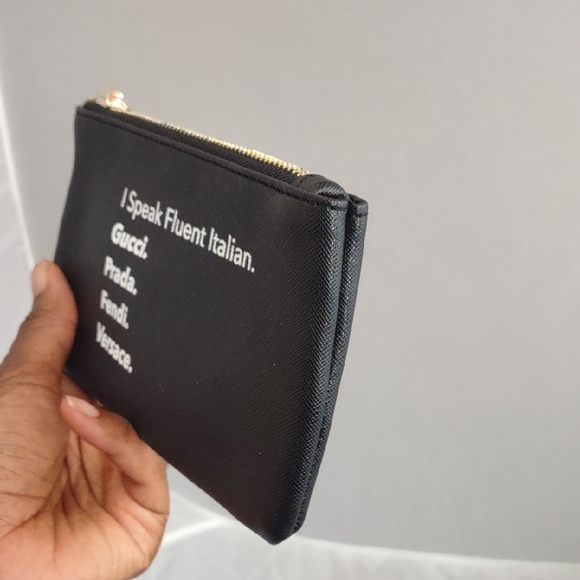 Black Cosmetic Pouch with Italian Fashion Graphic Print - Picture 4 of 9